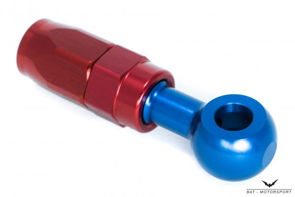Dash 4 / -4 AN / JIC 4 M8 (8.2mm) Eye Banjo NBR Hose Fitting Red/Blue Anodized